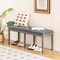 Costway 47&#x22; French Vintage Entryway Bench Upholstered Dining Bench with Rubber Wood Legs Beige/Grey